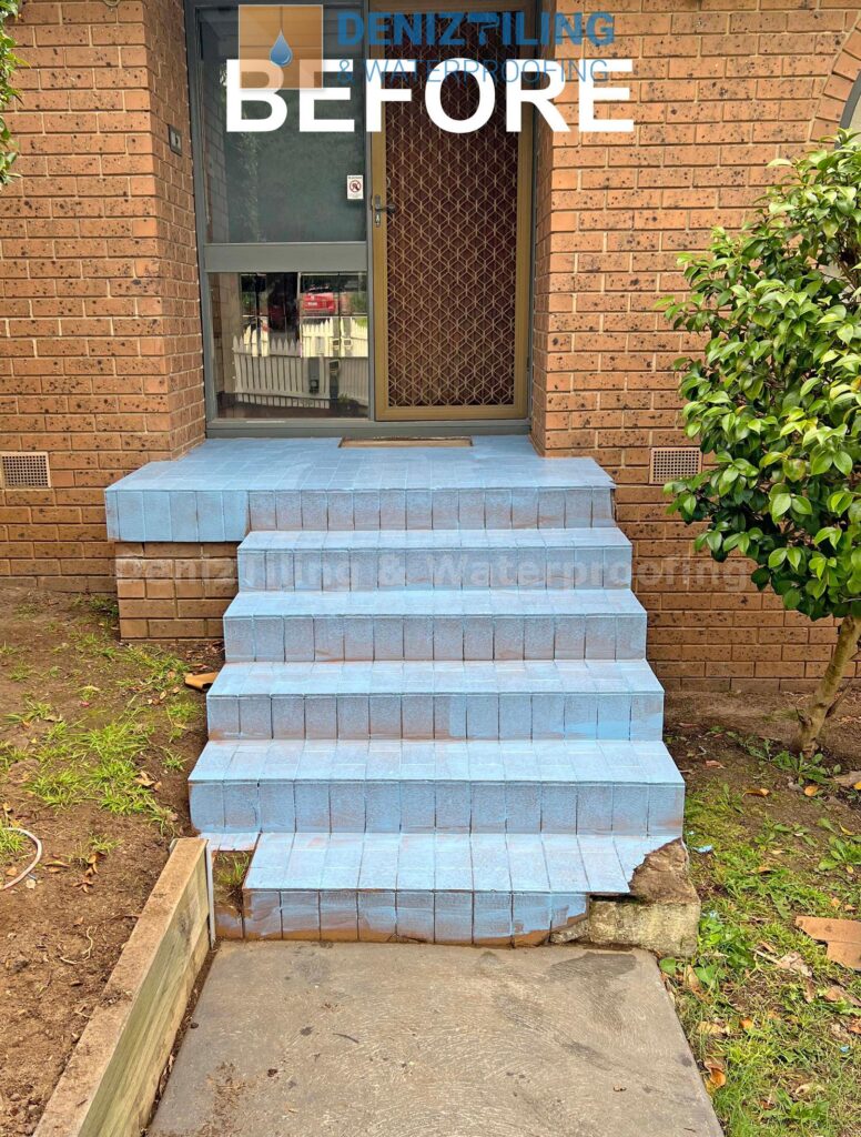 outdoor tiled entry staircase